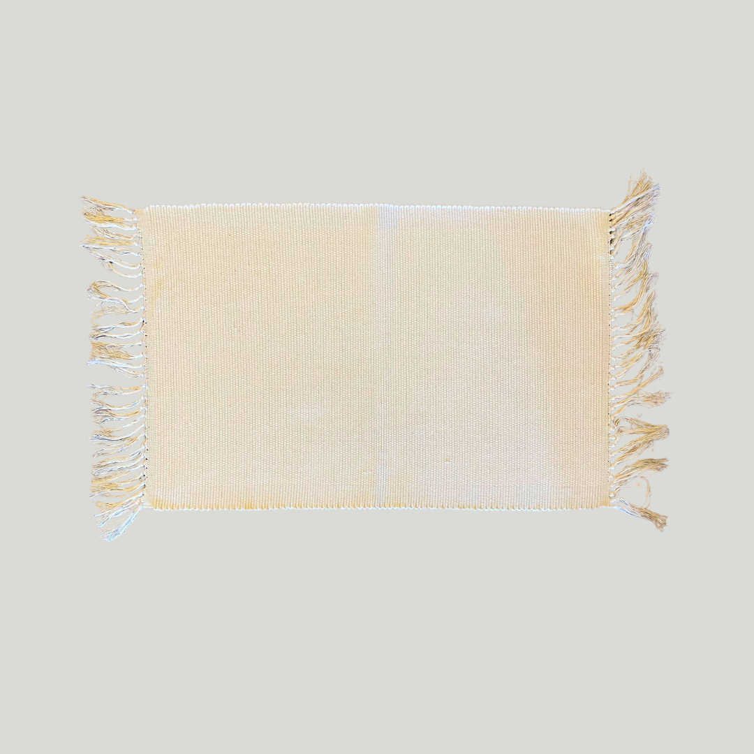 Table Mat - Off White with Tussels