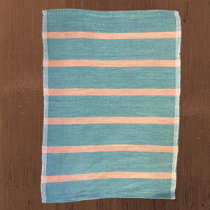 Floor rug - Light Blue with peach stripes