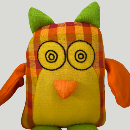 Kids Toy - Owl (Orange & Yellow checks)