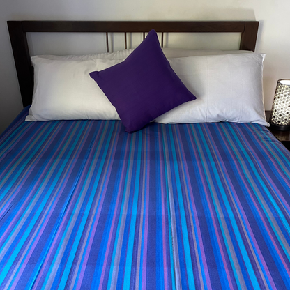 Cotton Bed Sheet 100 X 100 - Blue Stripes