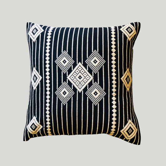 Dumbara Cushion Cover - Black & White Diamonds (16" X 16")