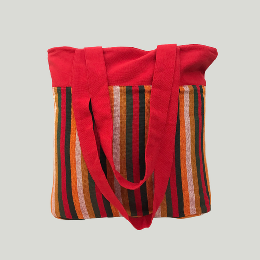 Shopper bag - Red & green stripes