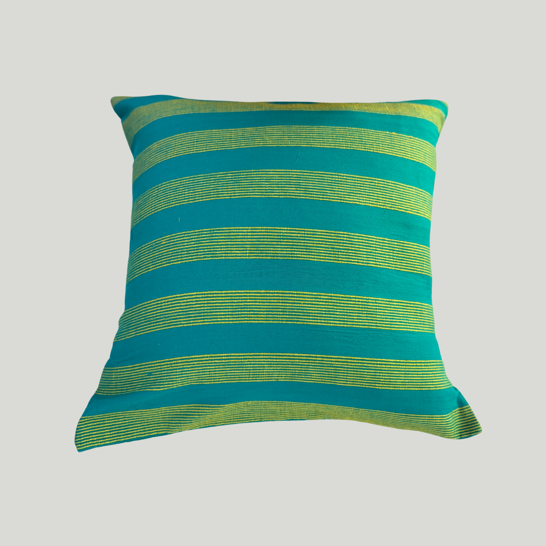 Mercerized Cushion Covers - Turquoise blue & Lime green (16" x 16")