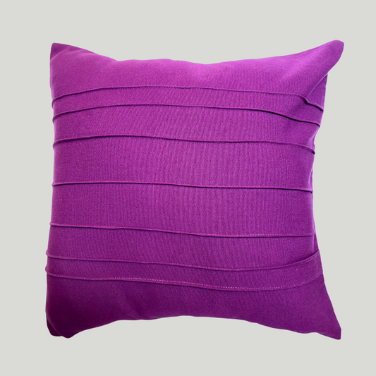 Cushion Cover (Pintuck) - Purple with buttons (16" X 16")