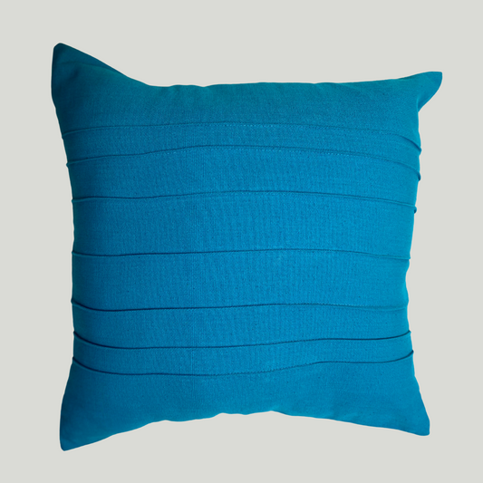 Cushion Cover (Pintuck) - Turquoise Blue with buttons (16" X 16")