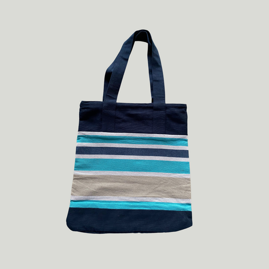 Designer Tote Bag - Blue Stripes