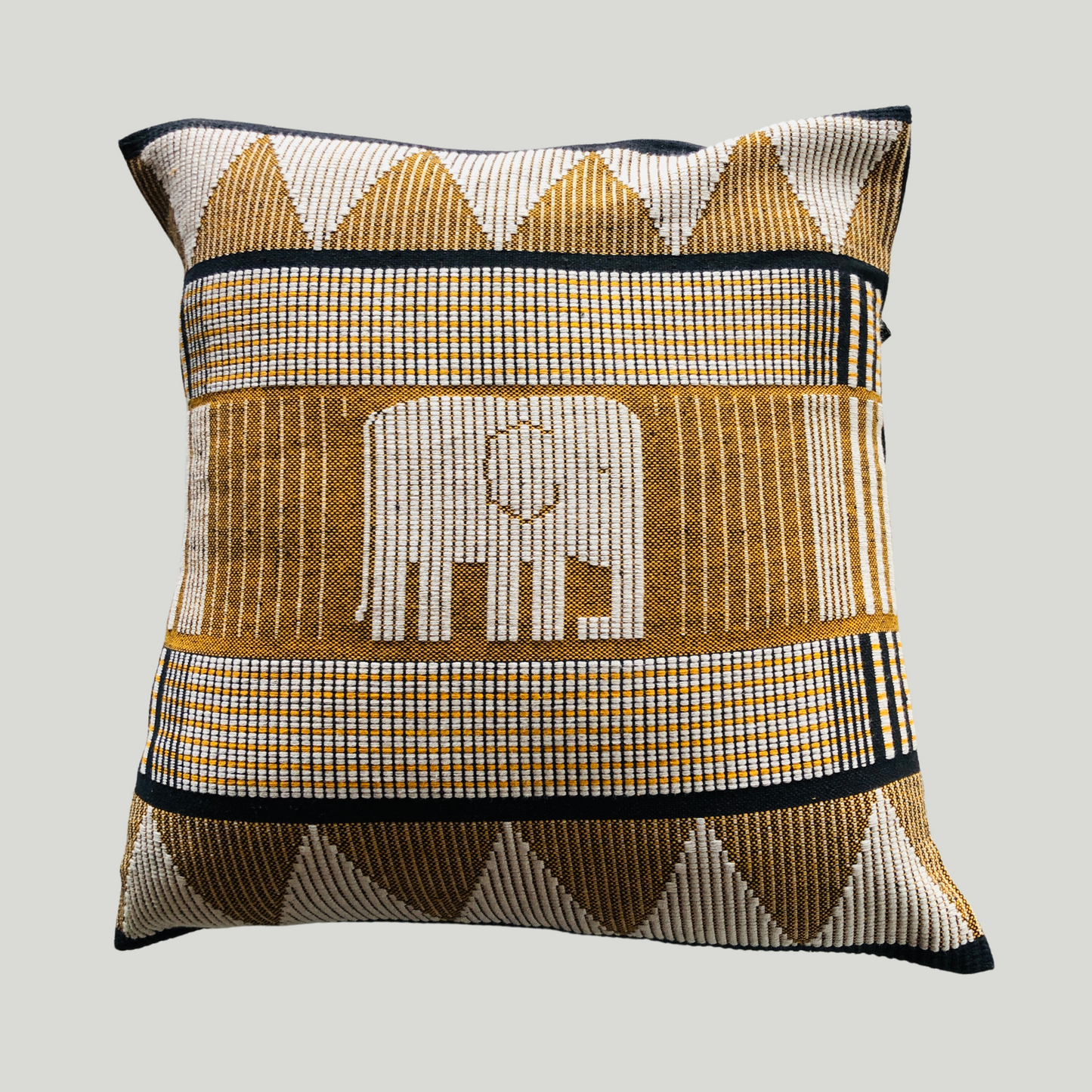 Dumbara Cushion Cover - Mustard Elephant (Adult) - (18" X 18")