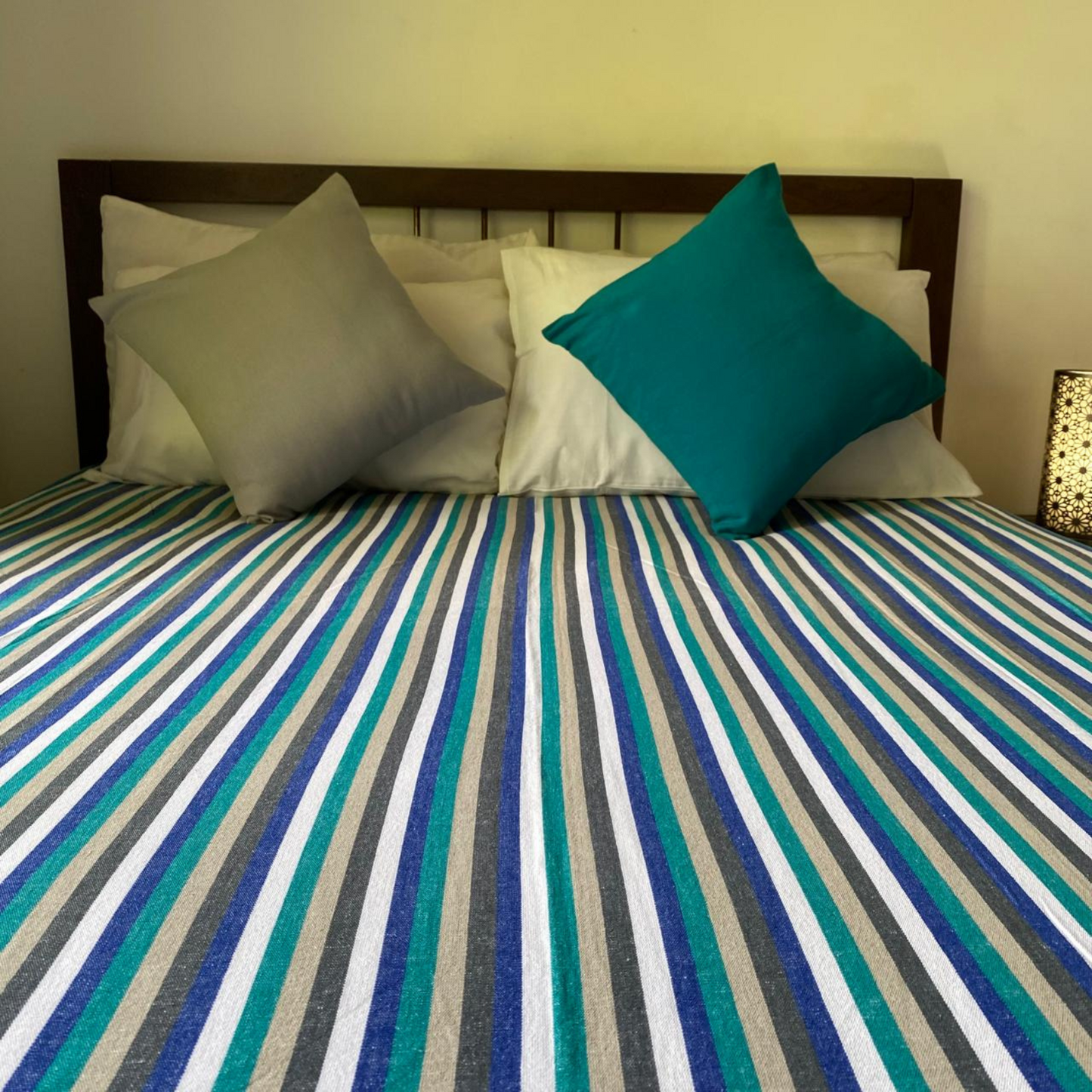 Cotton Bed Sheet 100 X 100 - Blue Stripes