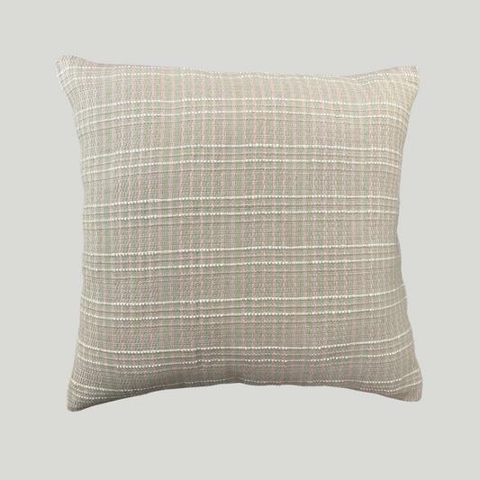 Designer Cushion Cover(DHF) - Mint Green & Baby Pink with White Stripes (18" X 18")