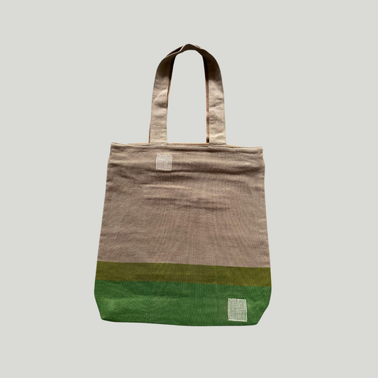 Designer Tote Bag - Beige & Leaf Green