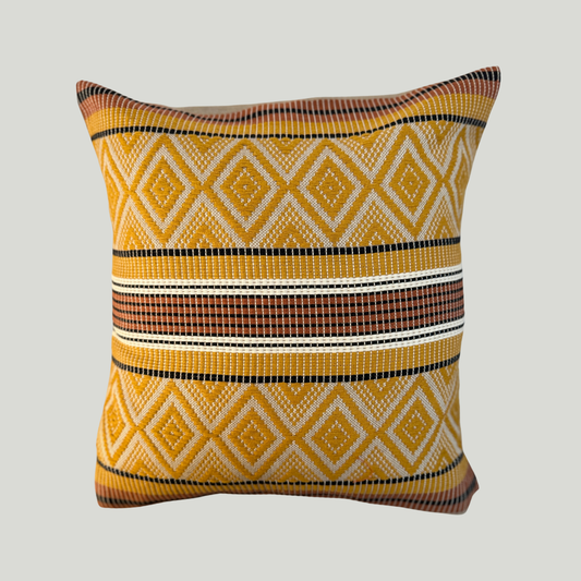 Dumbara Cushion Cover - Mustard & Rust Diamonds (16" X 16")