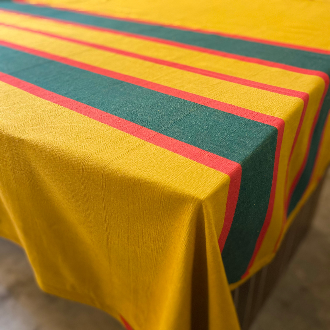 Rectangular Table Cloth GP - Mustard stripes (6 seater - 54" X 90")