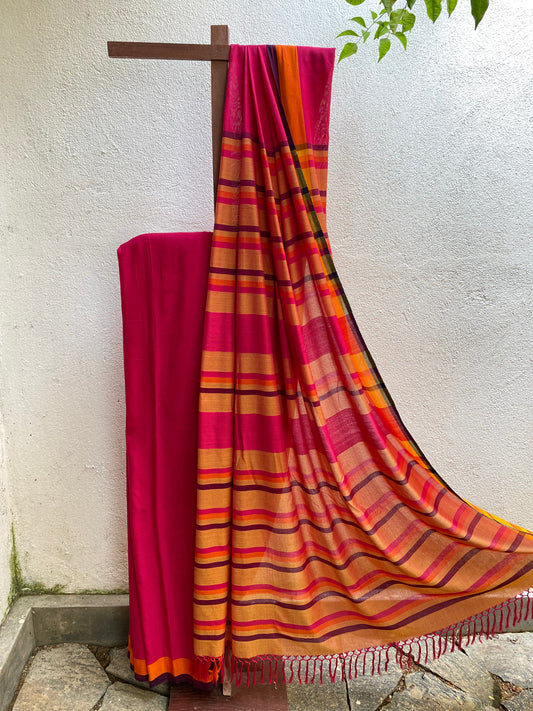 Saree -  Hot pink & orange