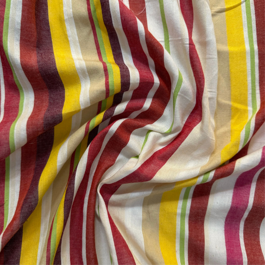 Bamboo Sheer Fabric - Pink & Yellow thin stripes