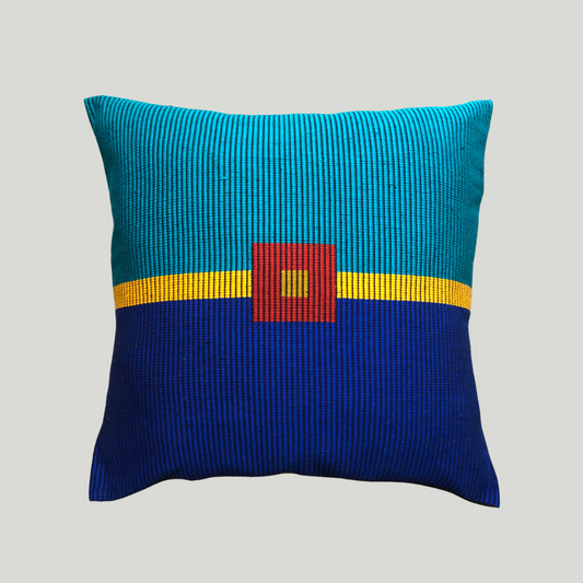 Dumbara Cushion Cover - Royal Blue & Turquoise (16" X 16")