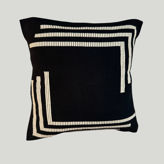 Dumbara Cushion Cover - Black & White Arrowheads (16" X 16")