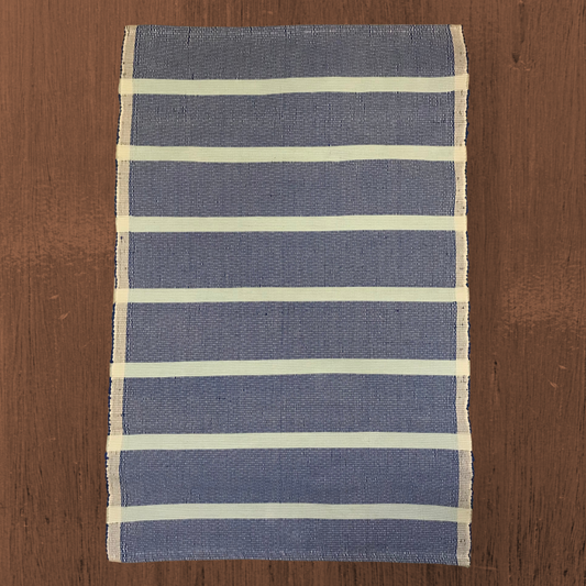 Floor rug - Royal blue with sky blue stripes