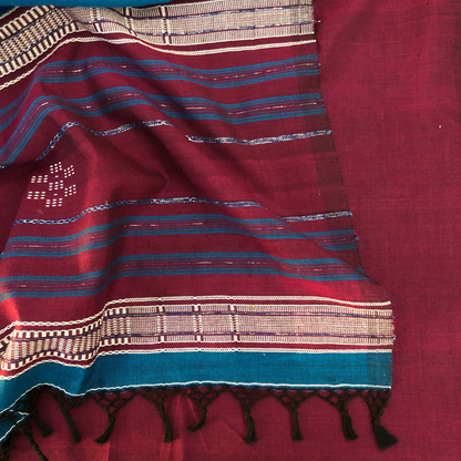 Saree - Maroon, Black & Blue