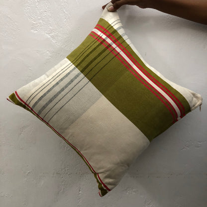 Cushion Cover with Olive Stripes - X' Mas 2024 (18" X 18")