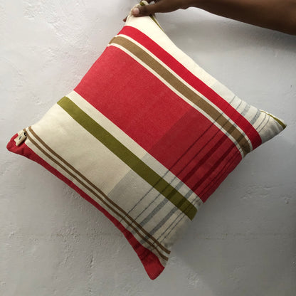 Cushion Cover with Red Stripes - X' Mas 2024 (18" X 18")