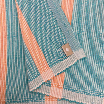 Floor rug - Light Blue with peach stripes