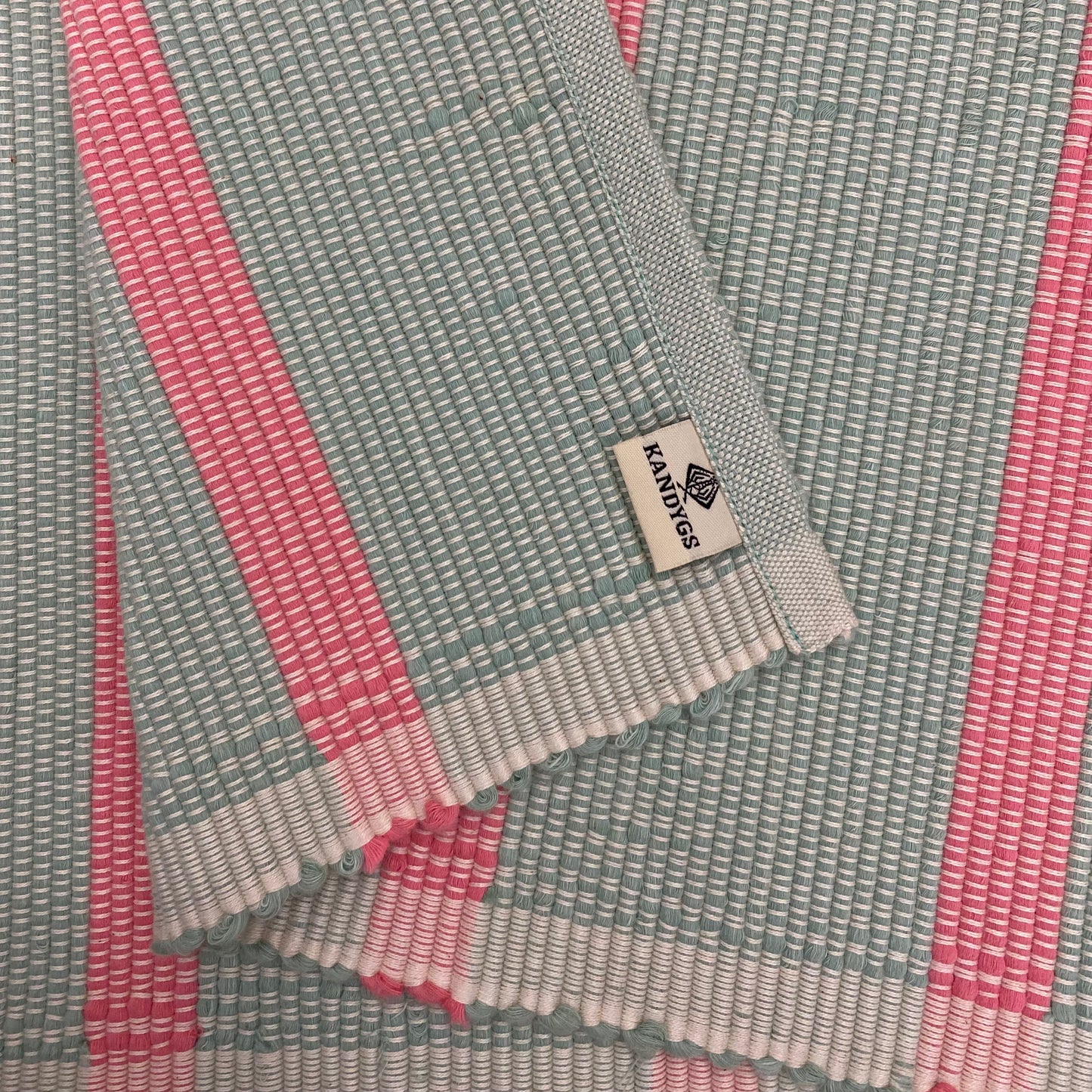 Floor rug - Baby blue with bright pink stripes