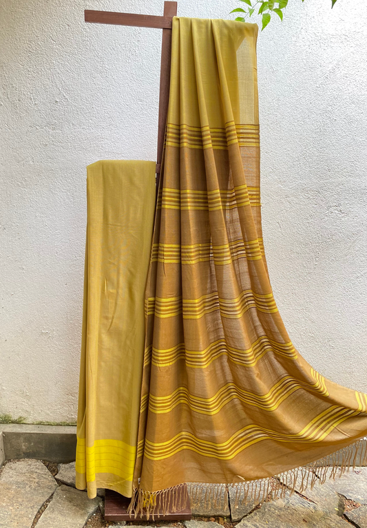 Saree - Brown & Yellow ochre