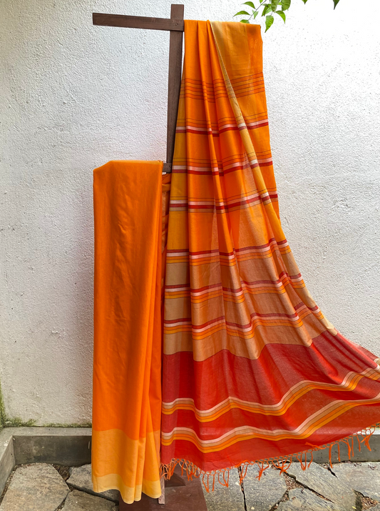 Saree - Orange & red